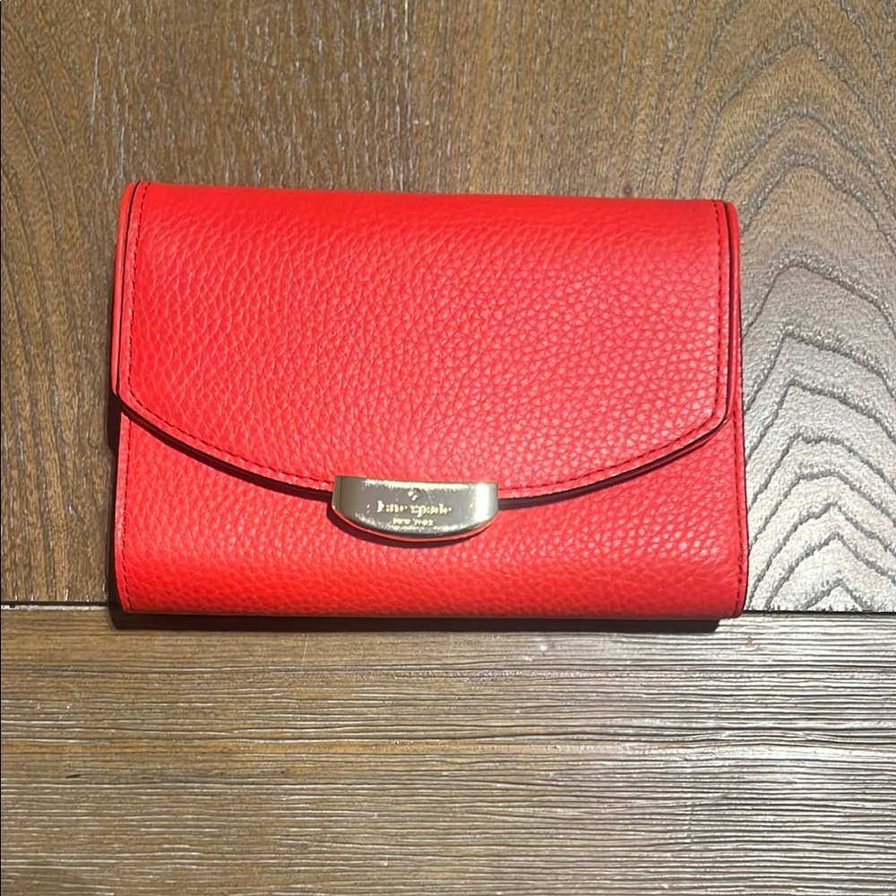 Kate Spade Red Leather Wallet with Gold Accent